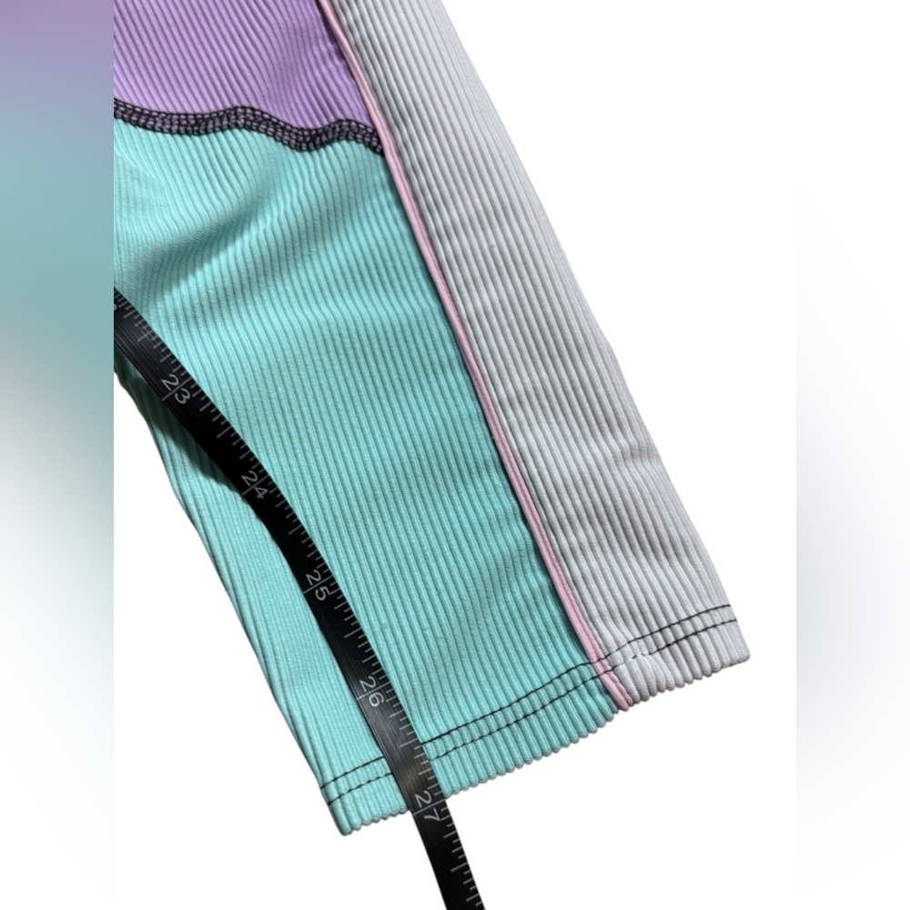 Beach Riot | Small Bailey High Rise‎ Ribbed Pastel Merry Colorblock Leggings - Picture 3 of 5